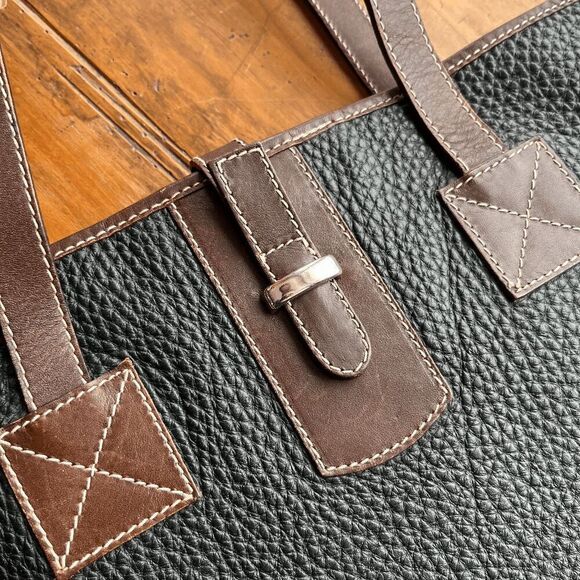 Talbots Made in Italy Black Pebbled Leather Tote Bag w/ Pouch - Picture 4 of 10